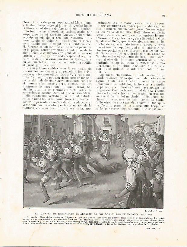 LAMINA 4302: El cadaver de Masaniello es arrastrado por las calles de Napoles en 1647