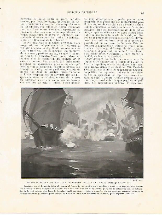 LAMINA 4303: Don Juan de Austria ataca a la armada de Francia en Napoles en 1648
