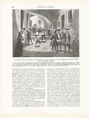 LAMINA 4343: La Diputacion de Barcelona reparte a los ciudadanos un documento para que luchen por sus fueros en 1713