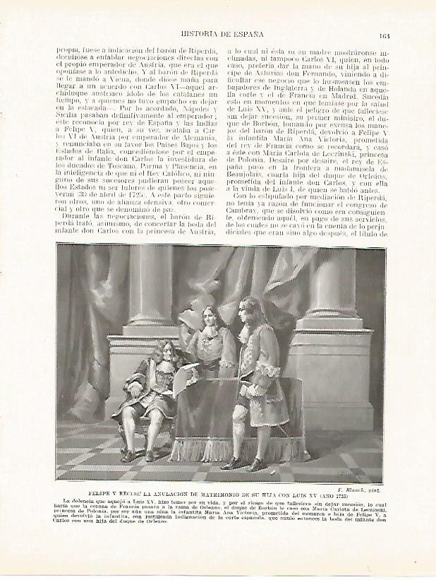 LAMINA 4354: Felipe V recibe la anulacion del matrimonio de su hija con Luis XV en 1725