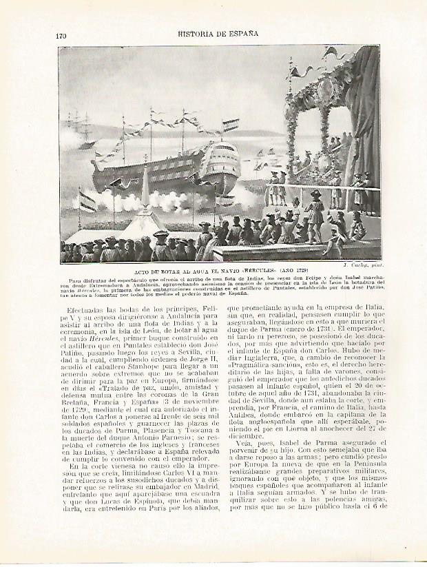 LAMINA 4357: Botadura del navio Hercules en 1729