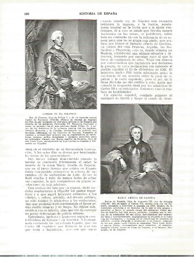 LAMINA 4366: Retratros de Carlos III el Politico y de Maria Amelia de Sajonia