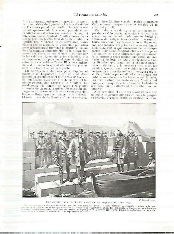 LAMINA 4368: El Marques de Esquilache se embarca para Italia en 1766
