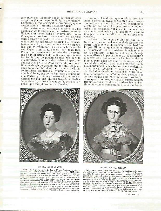 LAMINA 4402: Retratos de Isabel de Braganza y de Maria Josefa Amalia