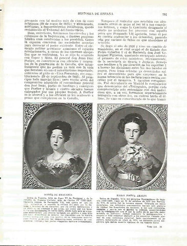 LAMINA 4402: Retratos de Isabel de Braganza y de Maria Josefa Amalia