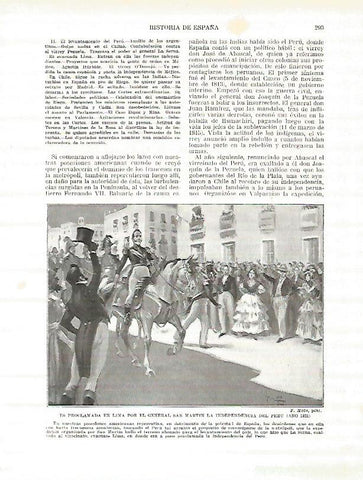 LAMINA 4408: Proclamacion en Lima de la Independencia de Peru por el General San Martin en 1821