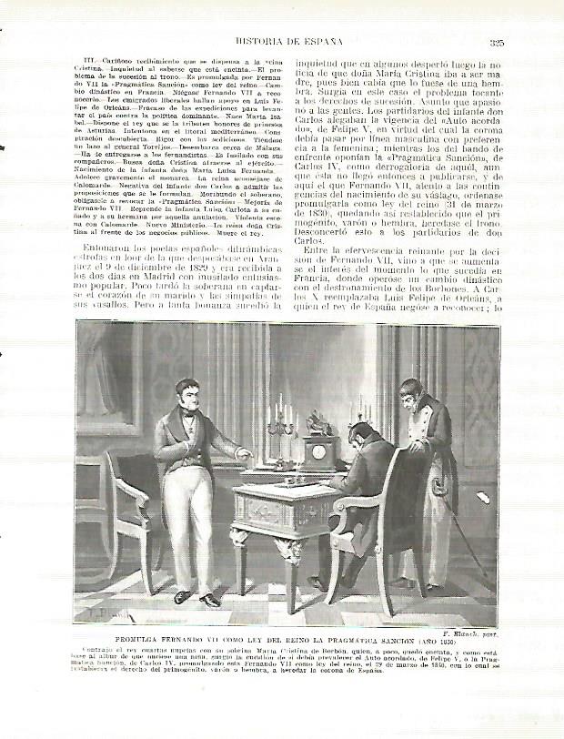LAMINA 4422: Fernando VII promulga como ley la Pragmatica Sancion en 1830