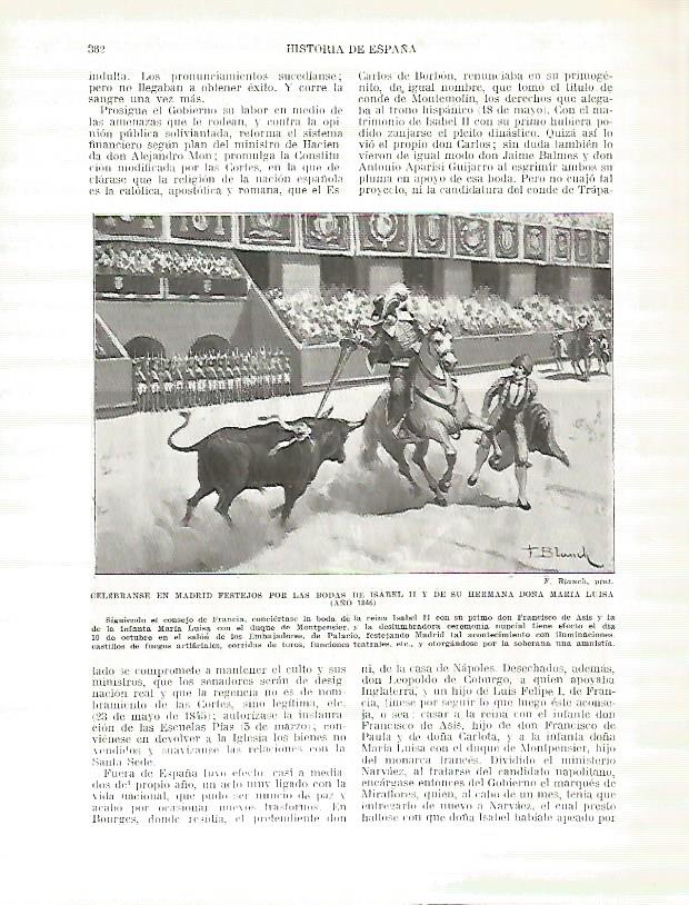 LAMINA 4440: Fiestas en Madrid por la boda de Isabel II y de su hermana Maria Luisa en 1846