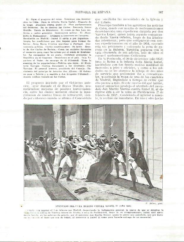 LAMINA 4443: Atentado del cura Merino contra Isabel II en 1852