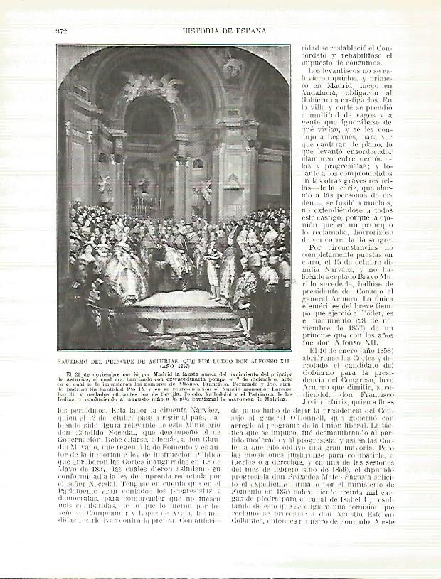 LAMINA 4445: Bautismo de Alfonso XII en 1857