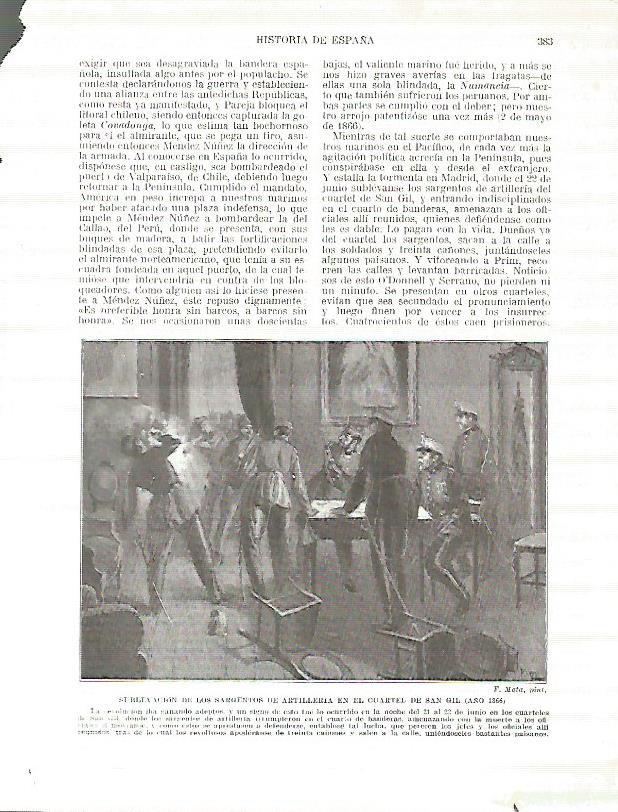 LAMINA 4450: Sublevacion de los sargentos de artilleria en el cuartel de San Gil en 1866