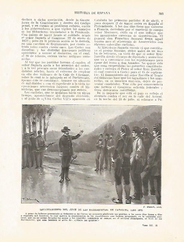 LAMINA 4455: Levantamiento del Xic de les Barraquetes en Cataluña en 1872
