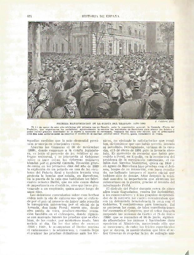 LAMINA 4468: Primera manifestacion de la Fiesta del Trabajo en Barcelona en 1890