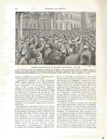 LAMINA 4468: Primera manifestacion de la Fiesta del Trabajo en Barcelona en 1890
