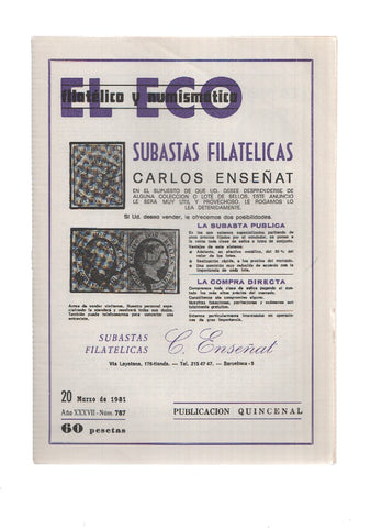 El Eco Filatelico y Numismatico numero 0787: Ecologia y Numismatica