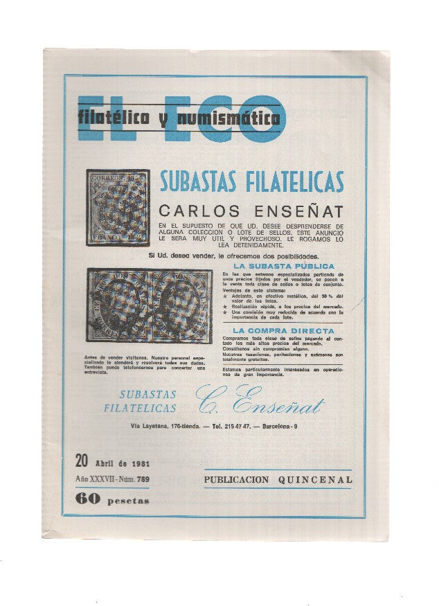 El Eco Filatelico y Numismatico numero 0789: Un programa excesivo: El de la Filatelia Hispanica