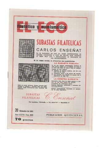 El Eco Filatelico y Numismatico numero 0803: Exito de trabajo y organizacion en BARNAFIL-81