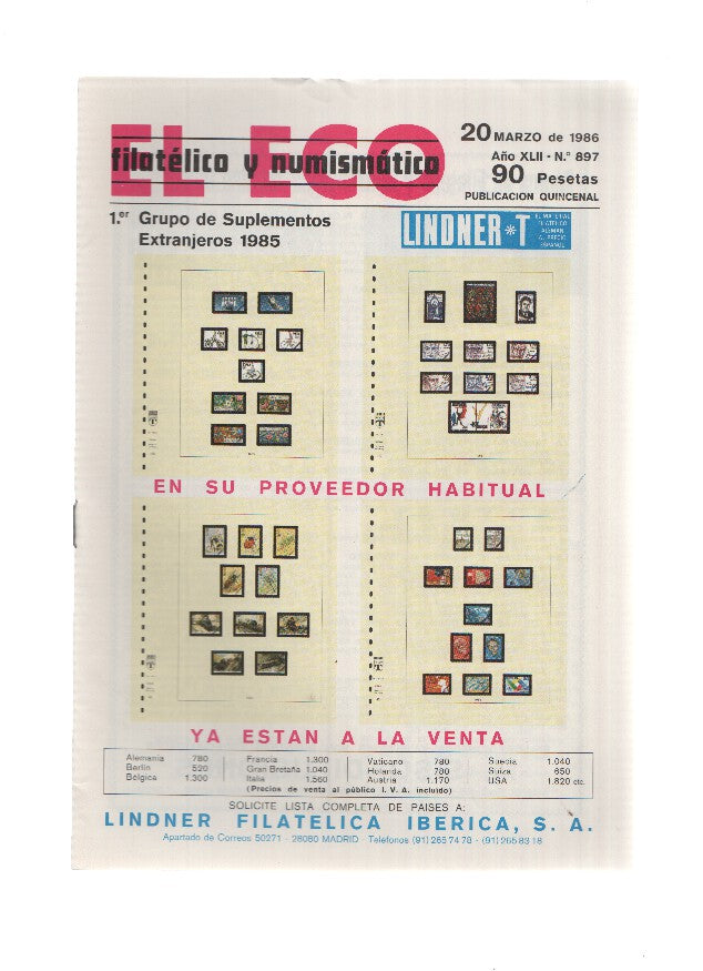 El Eco Filatelico y Numismatico numero 0897: Primera Emision de Isla Mauricio 1847
