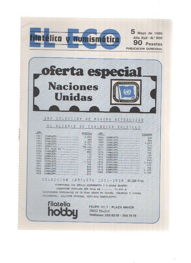El Eco Filatelico y Numismatico numero 0900: Homenaje a Tierno Galvan