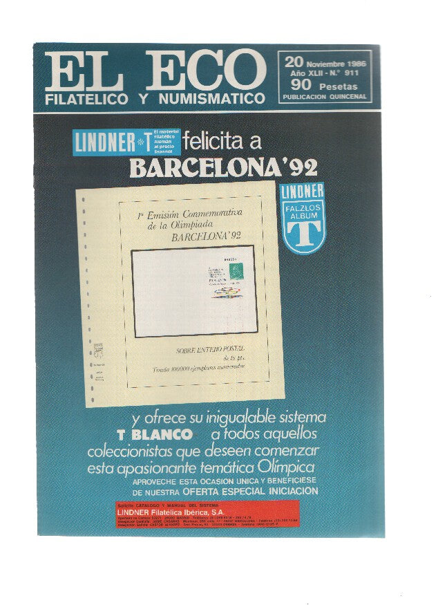 El Eco Filatelico y Numismatico numero 0911: Facetas ponderables del deporte hispano en Mexico 86