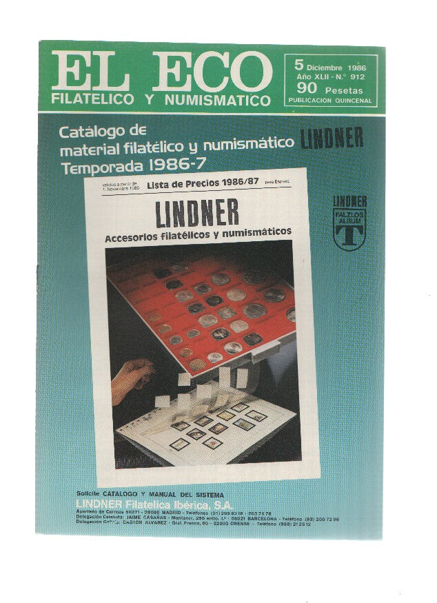 El Eco Filatelico y Numismatico numero 0912: Catalogo EDIFIL Unificado 1987