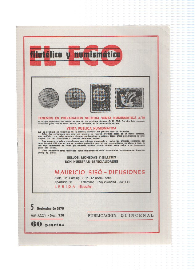 El Eco Filatelico y Numismatico numero 0756: Las nuevas tarifas de Correos