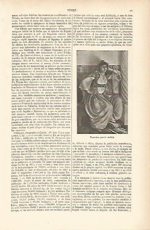 LAMINA ESPASA 11963: Tunecina por A. Aublet