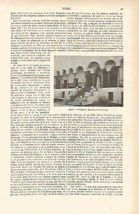 LAMINA ESPASA 11967: Escalera de Los Leones en el Bardo Tunez