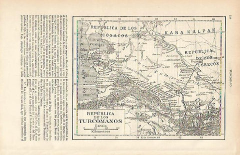 LAMINA ESPASA 11992: Mapa de la Republica de los turcomanos