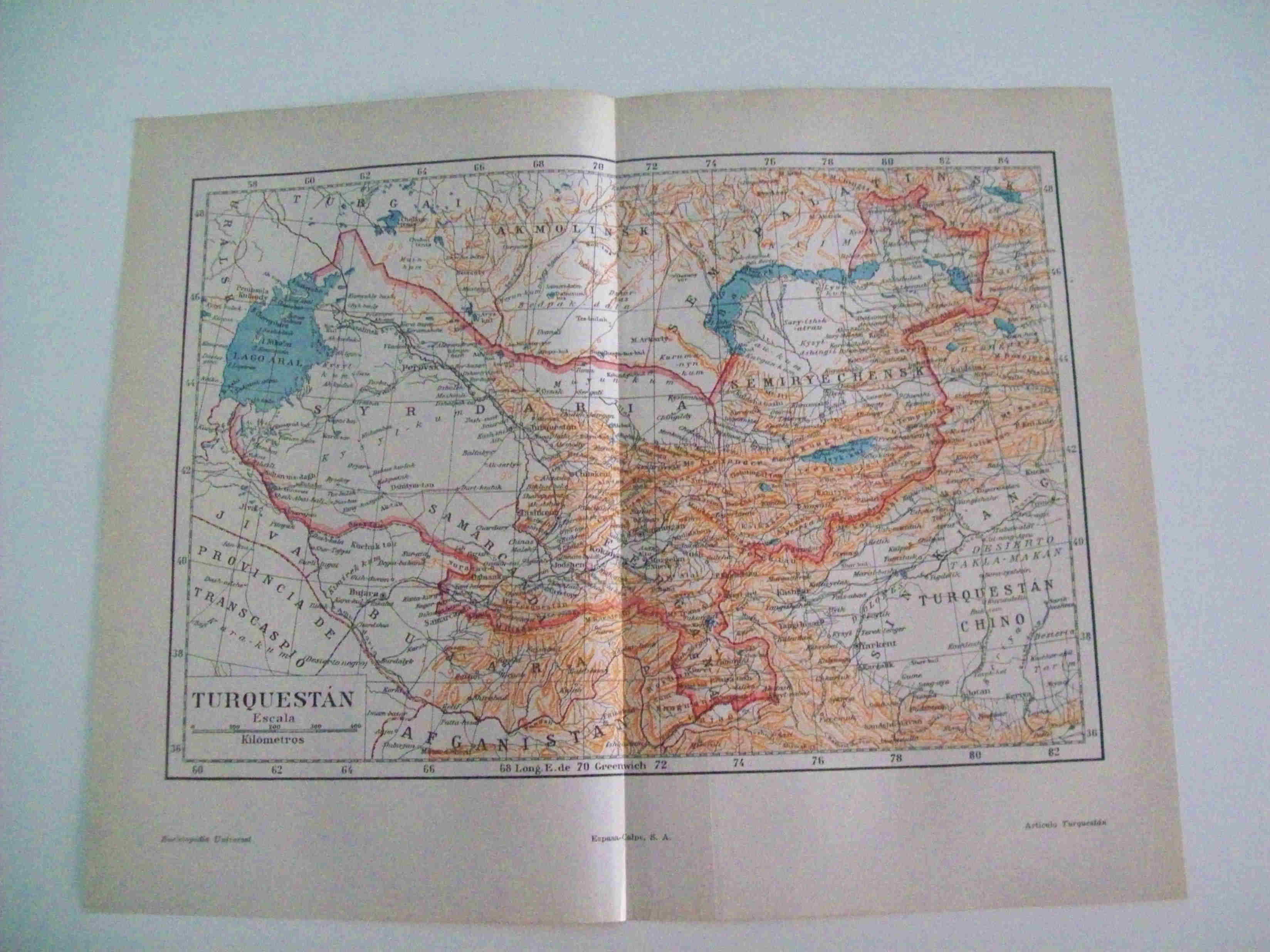 LAMINA ESPASA 12048: Mapa de Turquestan