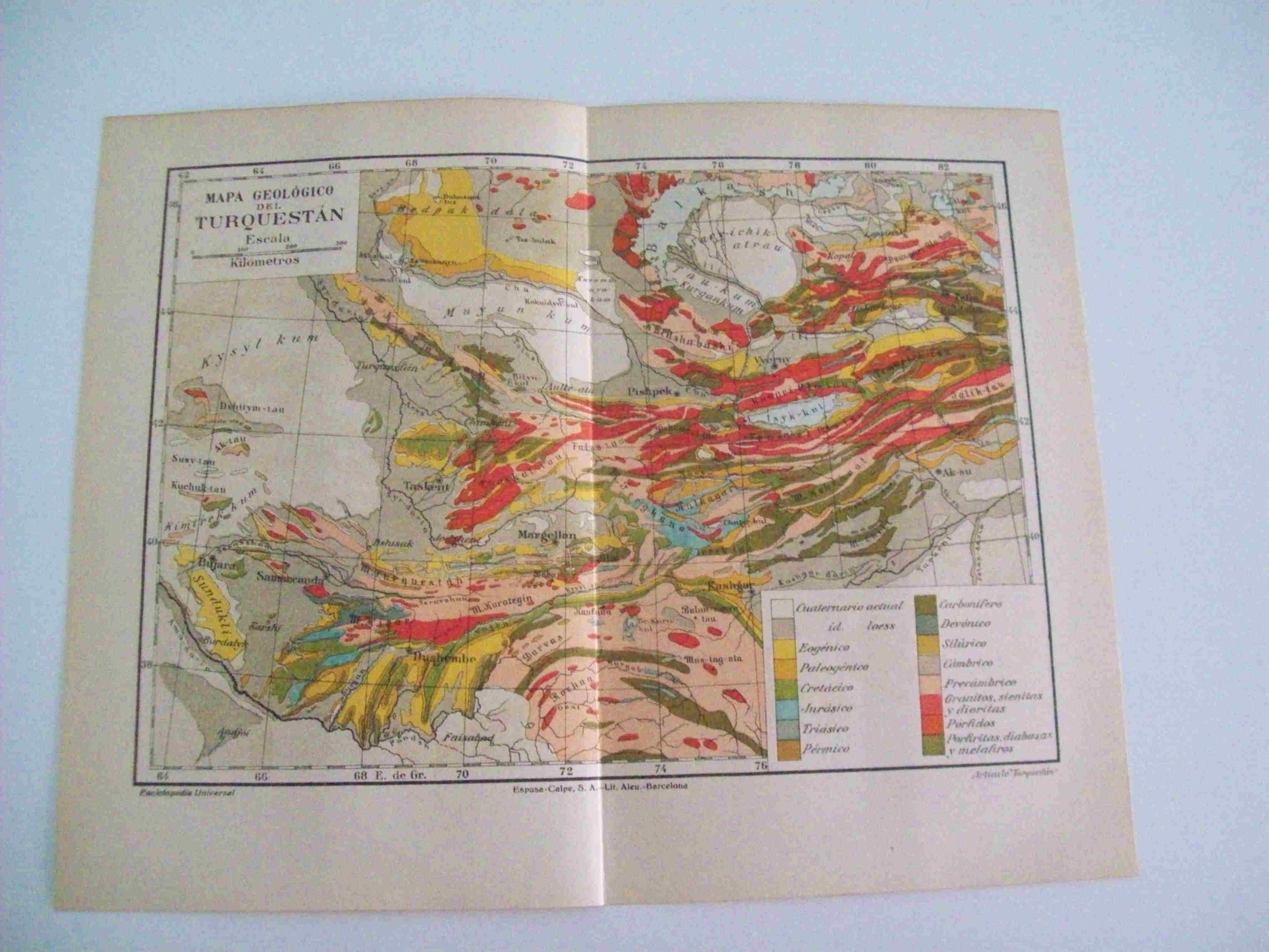 LAMINA ESPASA 12049: Mapa geologico de Turquestan