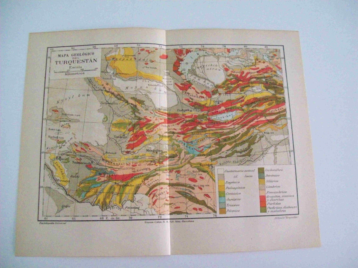 LAMINA ESPASA 12049: Mapa geologico de Turquestan