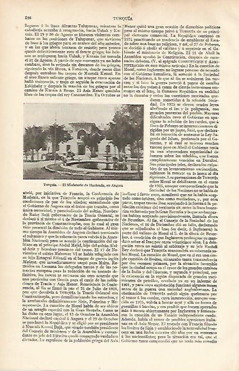 LAMINA ESPASA 12065: Ministerio de Hacienda en Angora Turquia