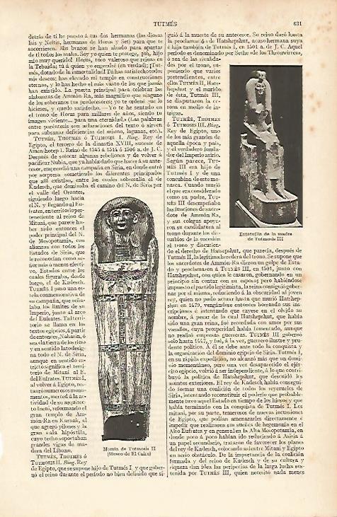 LAMINA ESPASA 12078: Momia y estatua de Tutmosis III
