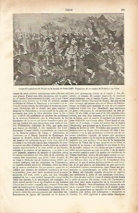 LAMINA ESPASA 12107: Carga del regimiento de Plotho en la batalla de Viena por Uhde