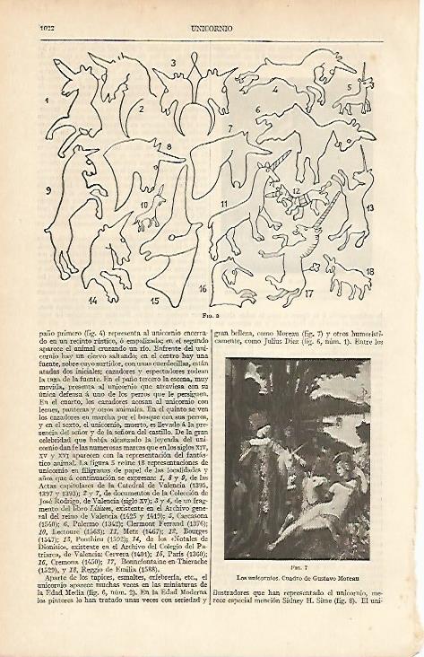 LAMINA ESPASA 12129: Los unicornios por Moreau