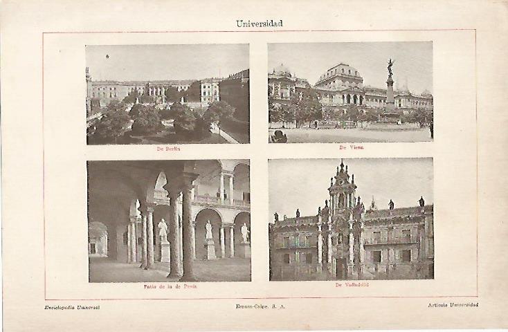 LAMINA ESPASA 12141: Universidad de Berlin de Viena de la Pavia y de Valladolid