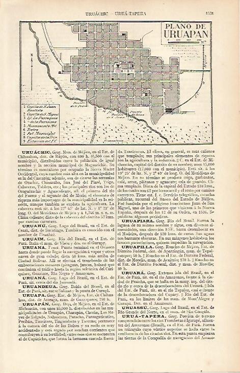 LAMINA ESPASA 12207: Plano de Uruapan Mejico