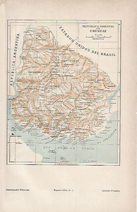 LAMINA ESPASA 12208: Mapa de Uruguay