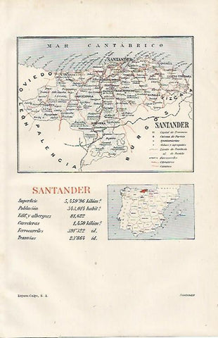 LAMINA ESPASA 12244: Mapa de la provincia de Santander