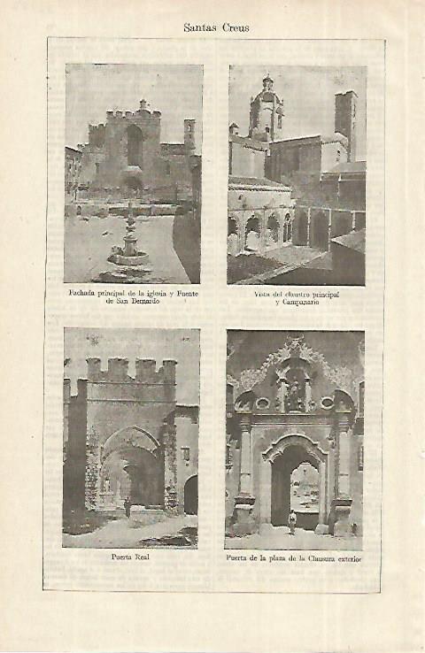 LAMINA ESPASA 12257: Vistas del Monasterio de Santes Creus Tarragona