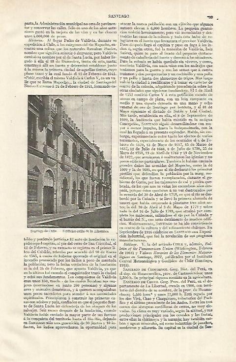 LAMINA ESPASA 12287: Edificios de estilo de la Alhambra en Santiago de Chile