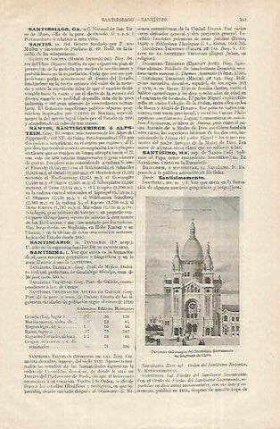 LAMINA ESPASA 12300: Proyecto del templo del Santisimo Sacramento en Santiago de Chile