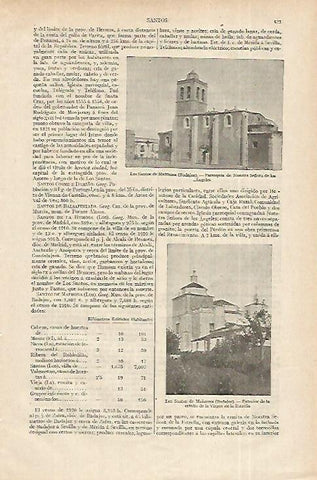 LAMINA ESPASA 12327: Vistas de Los Santos de Maimona Badajoz