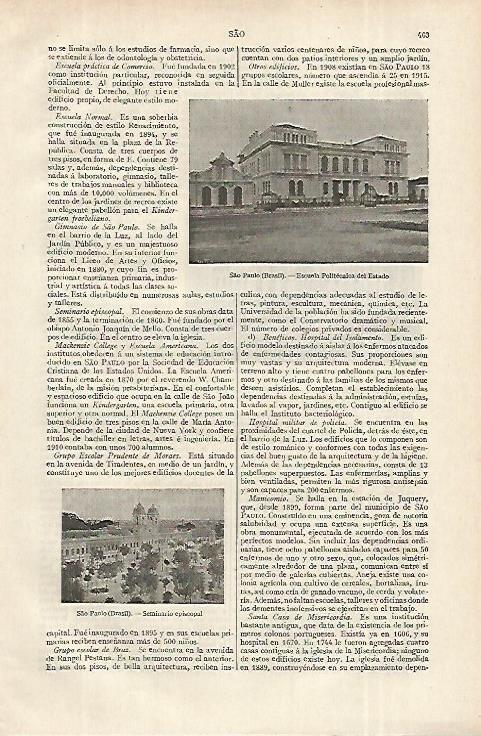LAMINA ESPASA 12339: Escuela Politecnica del Estado en Sao Paolo Brasil