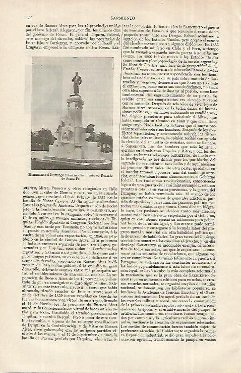 LAMINA ESPASA 12378: Monumento a Domingo Sarmiento en Rosario de Santa Fe