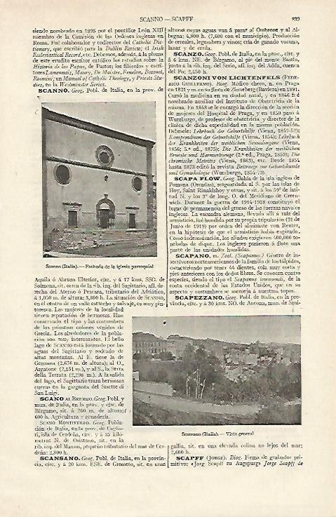 LAMINA ESPASA 12427: Vistas de Scanno y de Sansano Italia