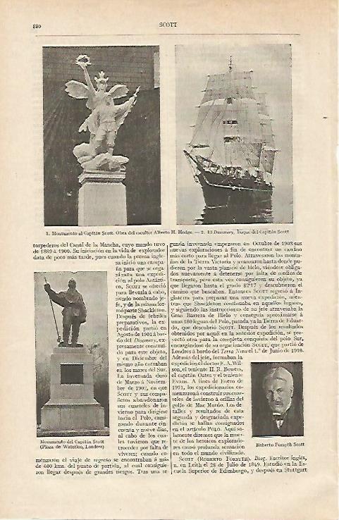 LAMINA ESPASA 12434: Monumento y buque del Capitan Scott
