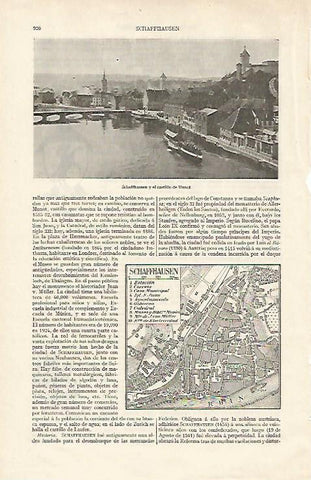 LAMINA ESPASA 12442: Schaffhausen  plano y castillo de Munot (Suiza)