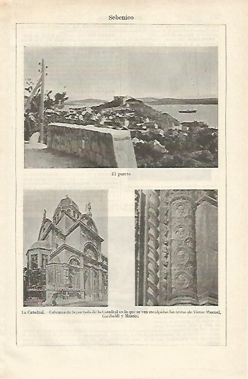 LAMINA ESPASA 12488: Puerto y Catedral de Sebenico Croacia